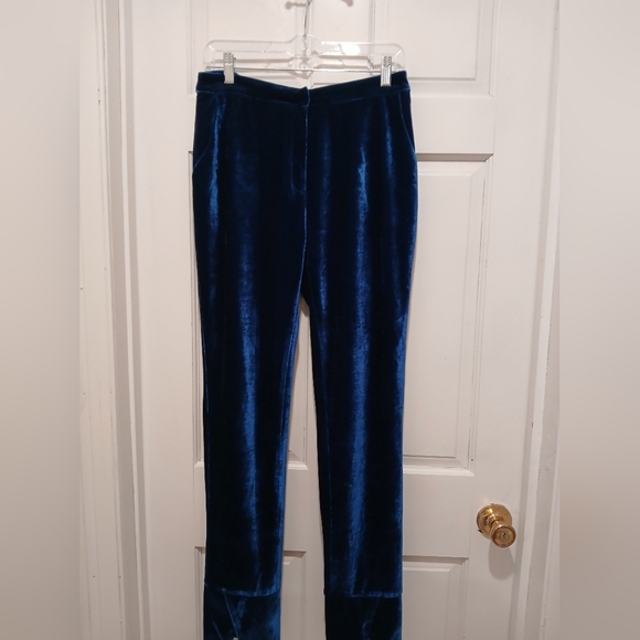 Elegant Velvet Teal Women's Pants - Picture 3 of 6